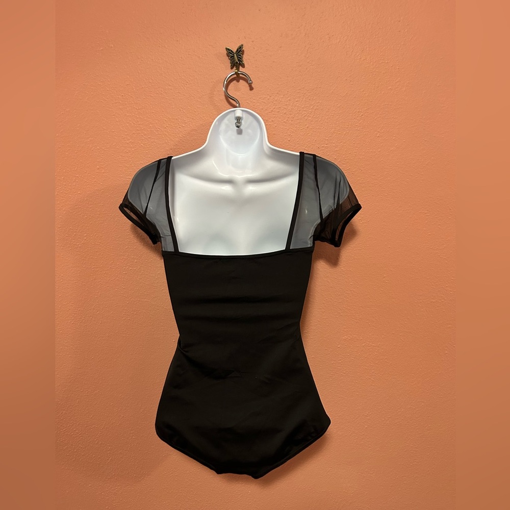 Capezio black leotard with short sleeves and sheer detail - Picture 3 of 7